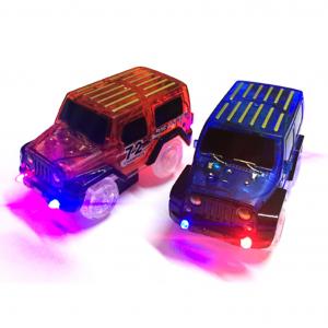 China Custom LED Light Up Cars For Glow Race Track Electronic Car Toy Flashing Kid Railway Luminous Machine Track Car on sale