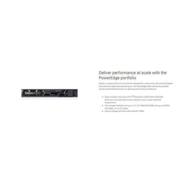 high quality PowerEdge R440 4208 2.1G *2/64G/600G SAS 10K*2+1.2T SAS 10K*2/Raid1/2*GE/550W