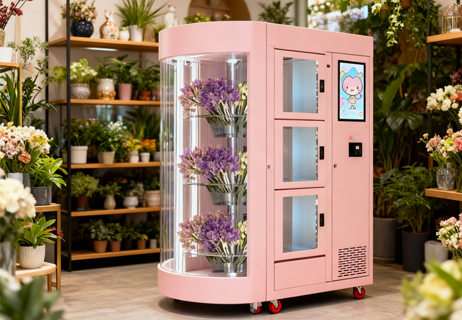 Automated Flower Vending Machine with 24/7 Fresh Availability 19 inch LCD and 12mm Thick Insulation Material