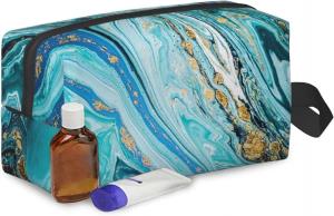 China Shockproof protective &Store Portable Shaving Kit Bag, Blue Gilt Marble,Wash Bag for Travel, Gym, Camping on sale