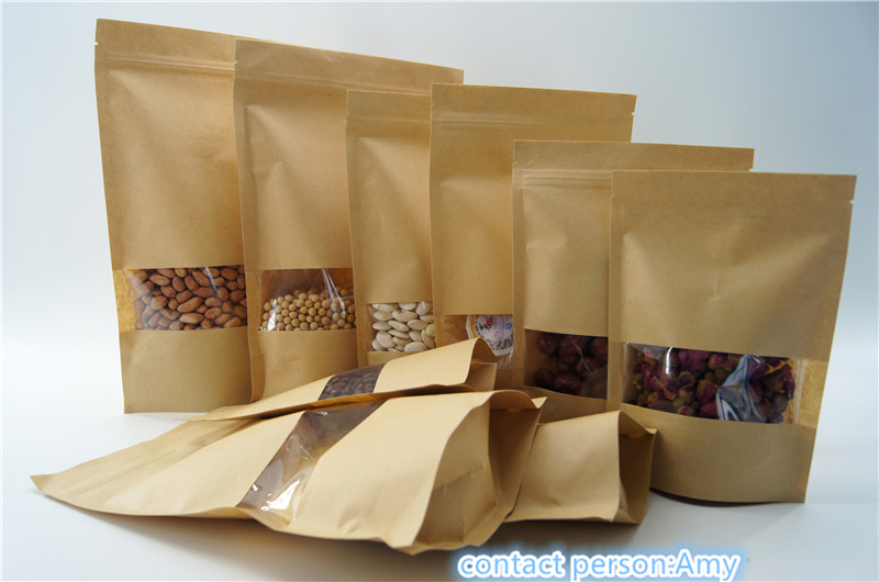 Kraft Paper Resealable k Stand Up Pouches / Food Packaging Pouches
