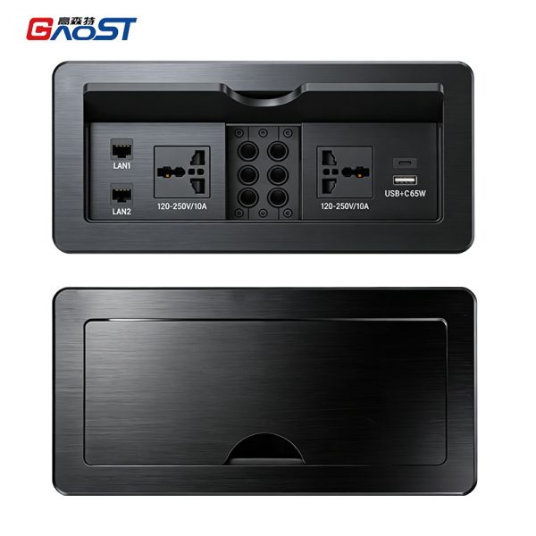 Embedded Desktop Audio Visual Box Surge Protector Power Socket For Conference Table