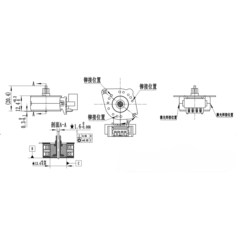 25BY412 12V DC Permanent Magnet Stepper Motor with 7.5° Step Angle and Compact 25*12.4mm Size for Valve Control