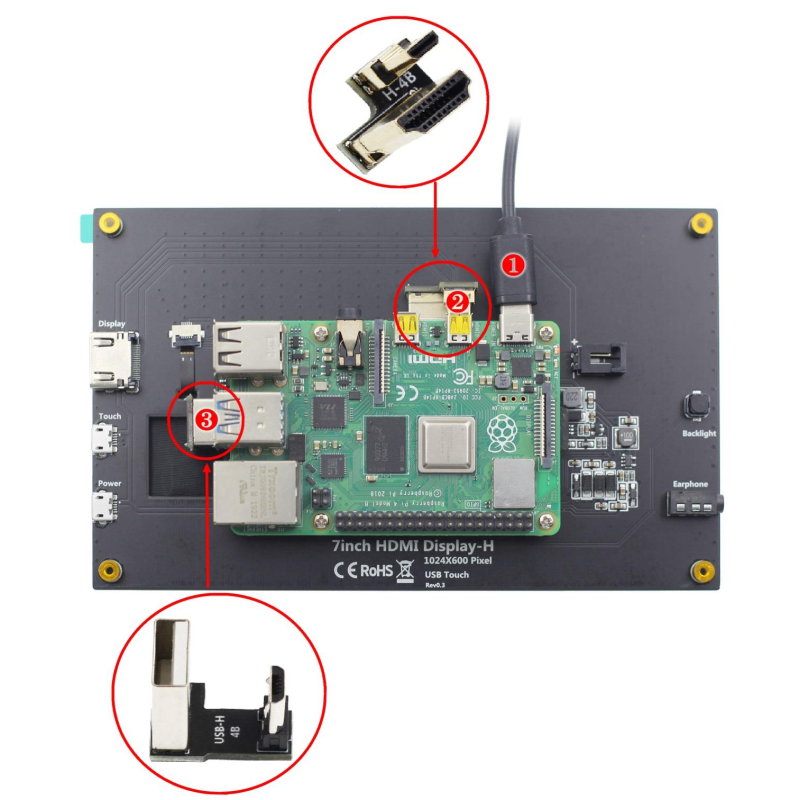 YQX6-7C 1024*600 7 Inch HDMI LCD Display , Raspberry Pi Touch Screen