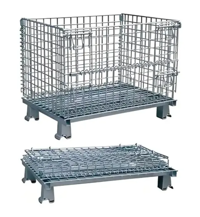 Warehouse Wire Container Storage Mesh Pallet Cages Heavy Duty Iron Frame