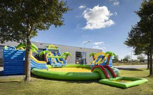 China Coconut Tree Inflatable Water Park Slides Swimming Pool on sale