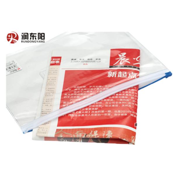 Transparent PVC Hook Bag Zipper Lock Waterproof A4 Polyester Custom Print Size