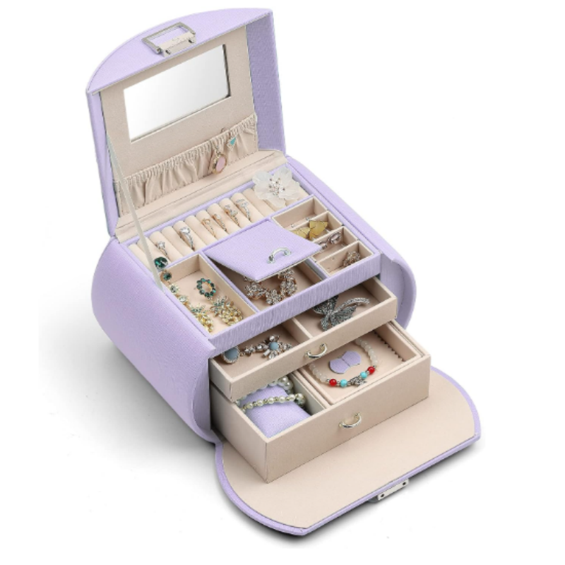 Portable Leather Jewelry Boxes Custom Design OEM Logo With Two Stackable Layer