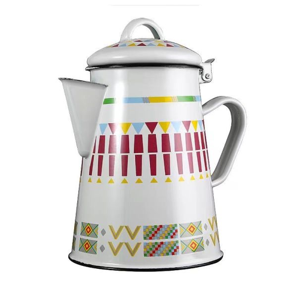 Classic Geometric Pattern Carbon Steel Camping Kettle Multiuse Boiling Water Kettle