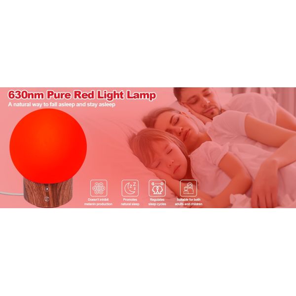 630nm Red Light Therapy Lamp with Adjustable Color Temperature and Timer Function for Comfortable Sleep