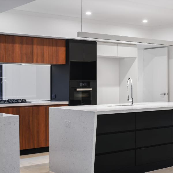 Matte Wood Grain Kitchen Cabinets Sets White And Black Melamine