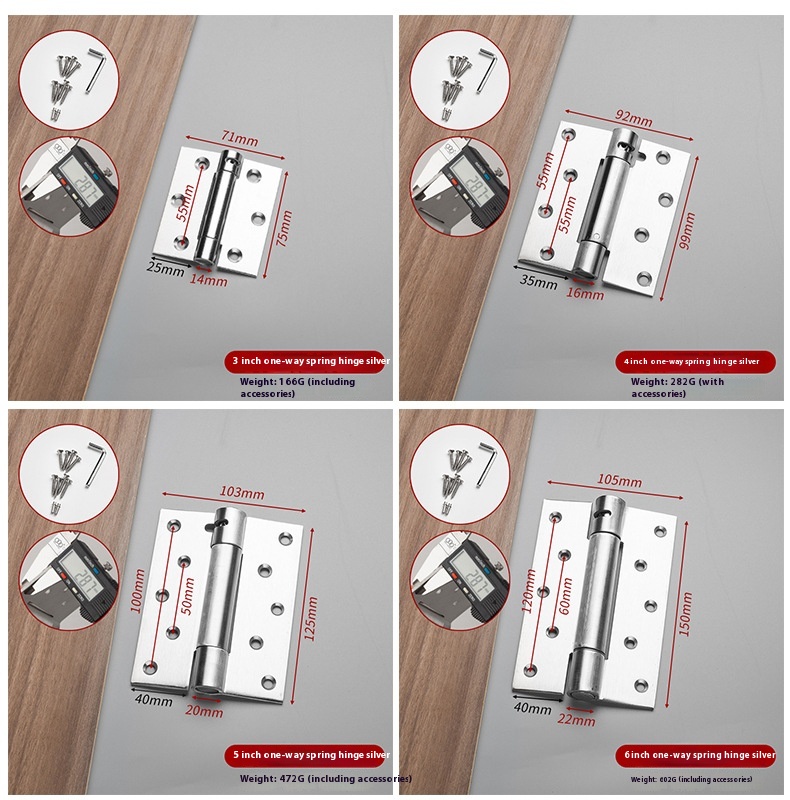 Modern Design 6inch 5inch Black Automatic Rebound Hinge Thickened Stainless Steel One-Way Two-Way Soft Close Door Closing Hinge