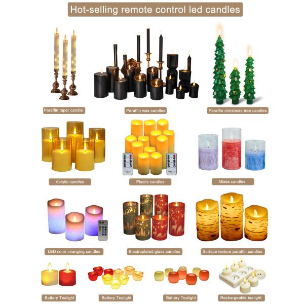 Remote Control Flickering Flame LED Candle with Hanging Installation for Flameless Taper Candles