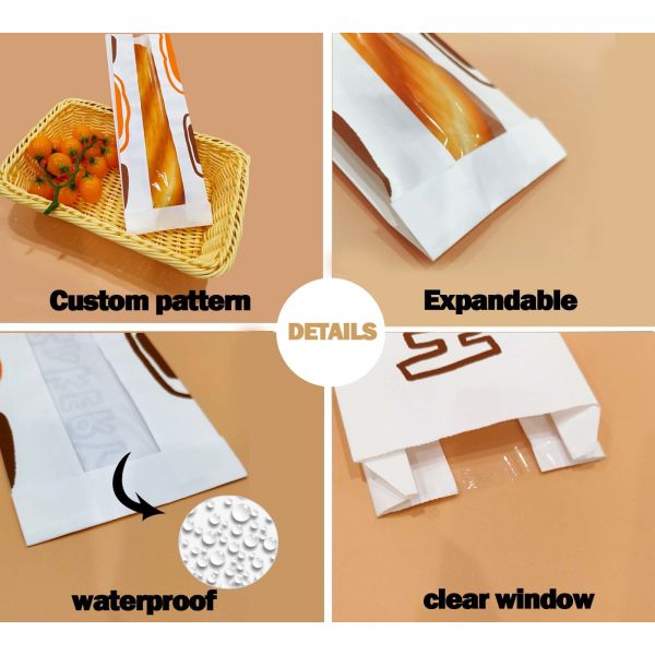 Window Flat Satchel Bag kraft bread bags with transparent window designed for bakery packaging and sustainable recycling