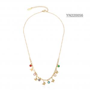 Wholesale Women Butterfly Chain Necklace Designer Colorful Stainless Steel Gold Chain from china suppliers