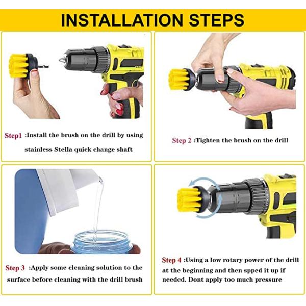Drill Brush Attachment Cleaning Brush Rim Brush Scrubber Cleaning Brush Kit