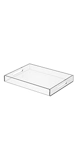 Clear Serving Tray Spill Proof- Acrylic Decorative Tray Organiser For Ottoman Coffee Table Countertop With Handles
