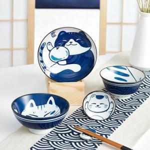 China Cat Ceramic Plate Tableware Flat Plate Dinner Plate Ceramic Pottery Dinnerware Sets on sale