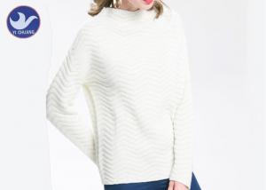 China Valley Ripple Knitting Ladies Wool Crew Neck Jumpers , Long Sleeve Wool Sweater on sale