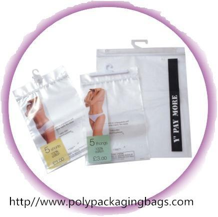 Quality Customized CPE Or LDPE Poly Bags With Hangers For Lingerie / Briefs for sale