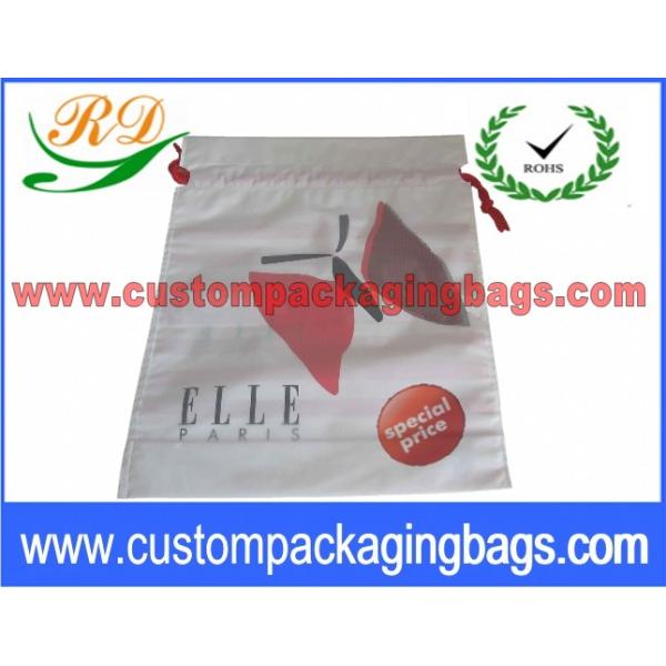 Poly Material cotton drawstring bags with Bottom for Garment Packaging