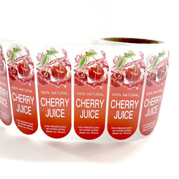 Vinyl Durable Self-Adhesive Waterproof Custom Labels with UV Protection Easy Peel for Cherry Fruit and Bottles/Jars