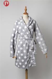 China Mature Flannel Soft Bathrobe Nightgowns Women Dots Printed Warm Flannel Long Sleeve Sleepwear on sale