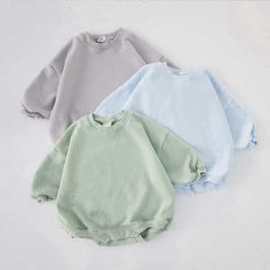 Wholesale Oversized Long Sleeve Newborn Sweater Romper French Terry Cotton Bubble Romper from china suppliers