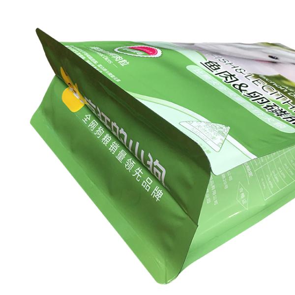 Customized Logo Printing Resealable Ziplock Stand Up Aluminum Foil Block Pouches Flat Bottom Dog Food Packaging Bags