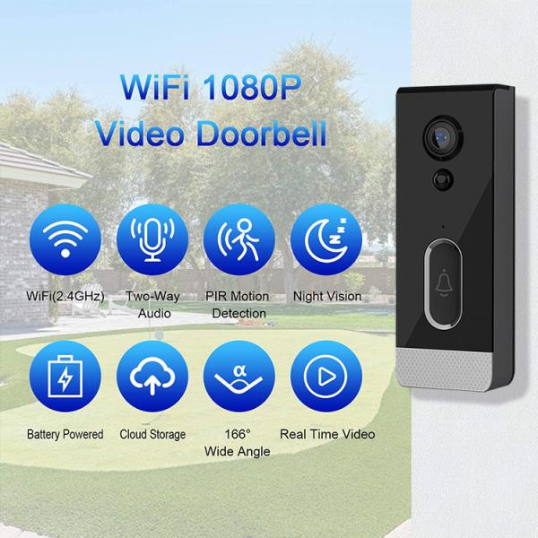 Night Vision Camera 1080P HD IP65 Waterproof Improved Motion Detection Wifi Video Doorbell