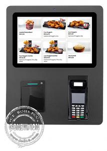 China Black Wall Mount Self Service Touch Screen Kiosk 15.6'' With POS Holder And Thermal Printer on sale