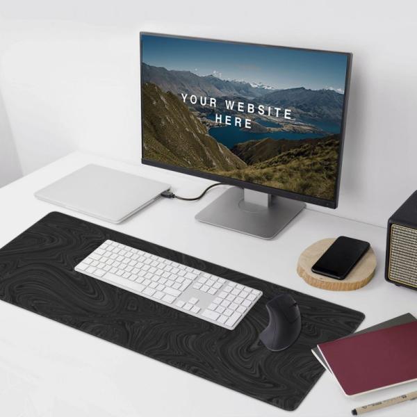 Gaming Mouse Pad with Natural Rubber Base and Fabric Material Minimalist Line Design
