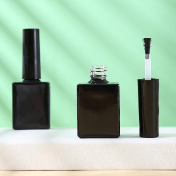 Glass Body Senior PAK Customize Private Label Product 10ml 15ml Empty Unique Black Matte Nail Polish Bottle with Black Cap