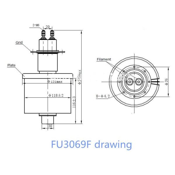 FU3069F Vacuum Electron Tube Element For Induction Heating Replace E3069