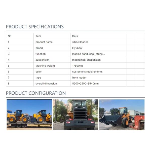 High-Performance Double Functions Wheel Loader Hyundai Durable Construction Machinery