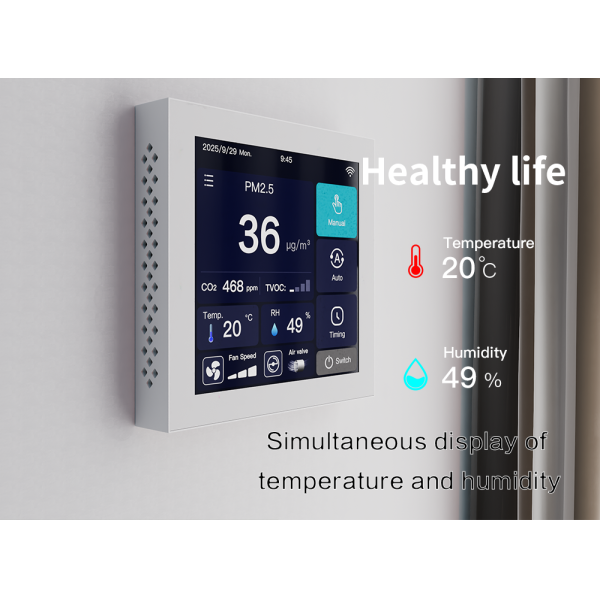4 Inch Smart Ventilation Controller with Real Time Monitoring Three Speed Fan WiFi Connectivity