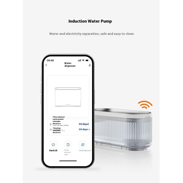 Style Smart 3-Liter Wireless Automatic Cat Water Dispenser Eco-Friendly Plastic PC Power Charging Anti-Dry Burning for Dogs