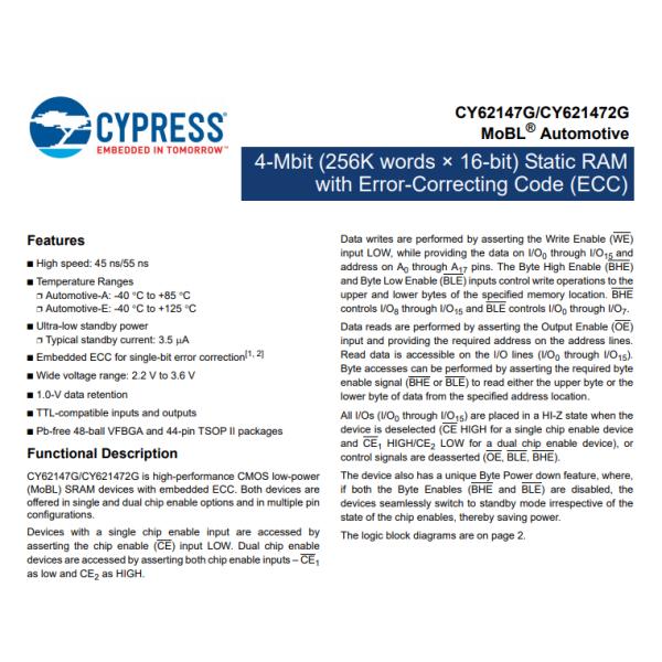 CY62147G30-45ZSXAT Integrated Circuit Chip IC 4MBIT PARALLEL 45NS 44TSOP