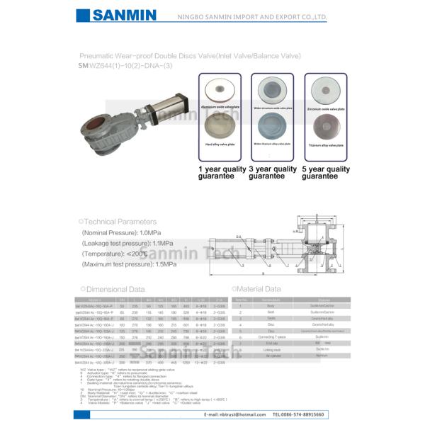 High Reliability Double Disc Valve Alloy / Ceramic Material DN 50 65 80