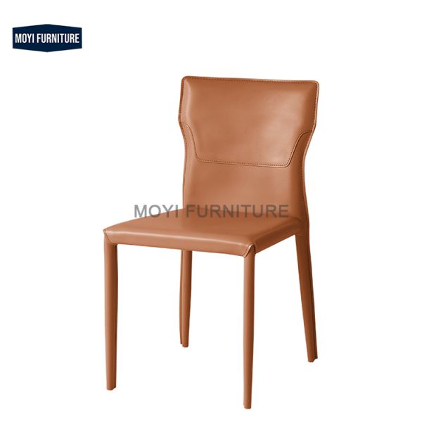 CUSTOM Hotel Dining Chair Featuring Leather Upholstery Black Powder-Coated Legs Modern Design Ideal for Dining Room