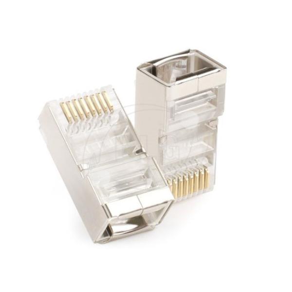 RJ Plug 8P8C Cat5e FTP Network Cable Accessories Golden Plated 3 Plong RJ45 Connector