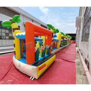 EN71 Long Amusement Park Inflatable Bounce House Combo