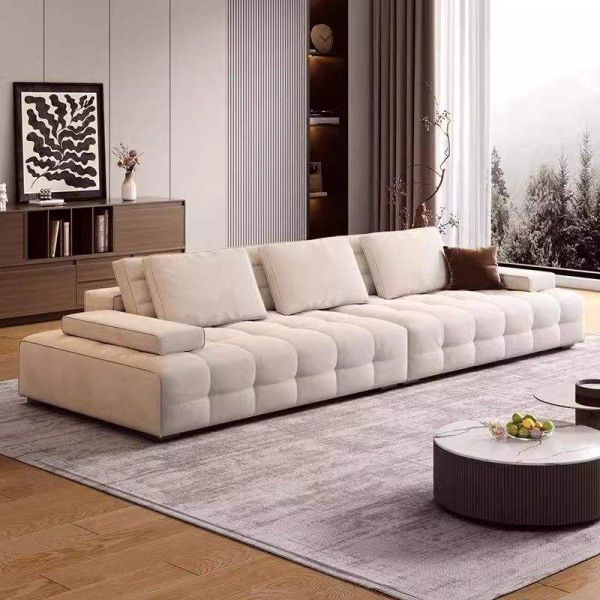 Custom Convertible Reclining Full Sponge Filled Fabric Corner Sofa Set Vacuum Compressed Packing Frameless Living Room