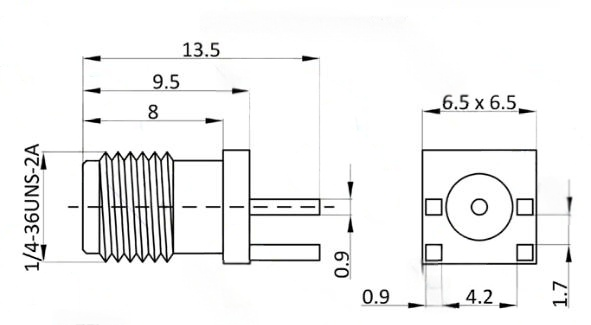 Customized SMA Female PCB Edge Mount Connector with Gold-plated Brass and PTFE Insulation for DC-6GHz Applications