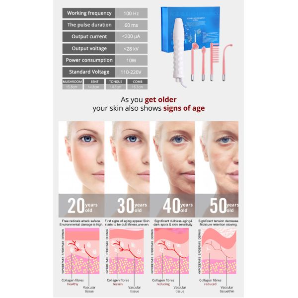 4 In 1 220v Home Use Beauty Device Abs High Frequency Skin Therapy Wand