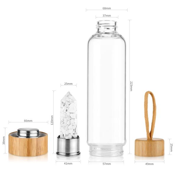 18oz 550ml Quartz Crystal Water Infuser Bottle with Bamboo Lid