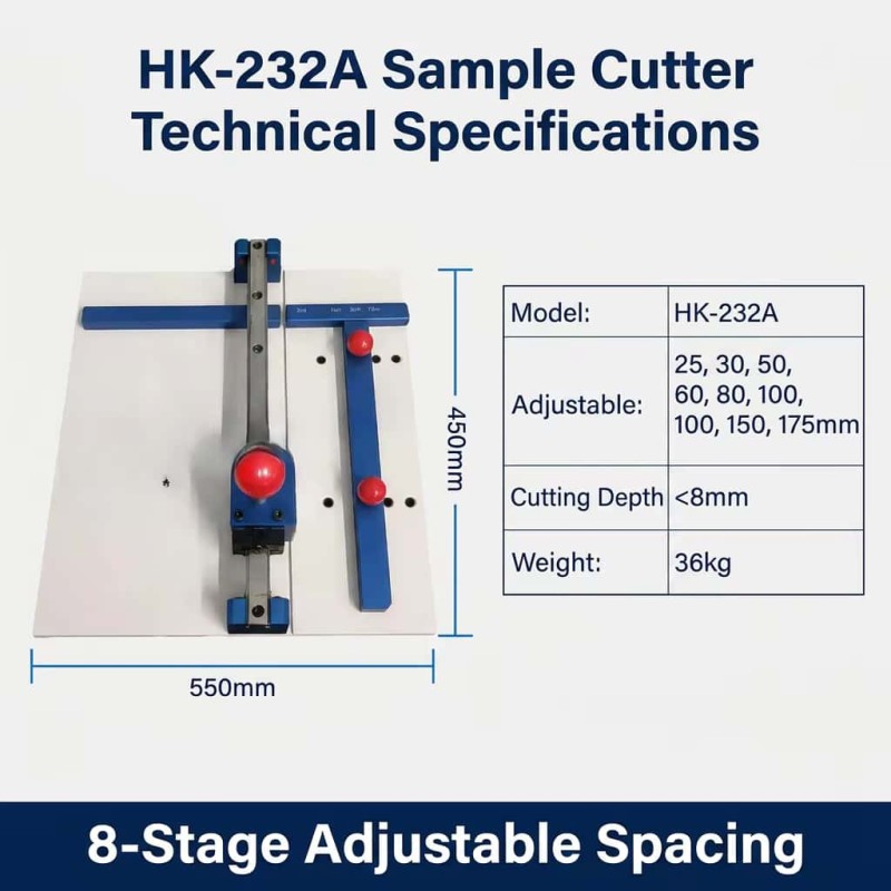 Manual Edge Crush Sample Cutter HK-232A Adjustable 25-175mm for Corrugated Cardboard Paper Lab Testing Equipment