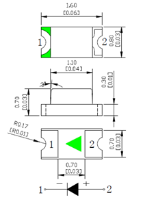 0603 Series Single Color Led Emitting Diode For Back Lighting
