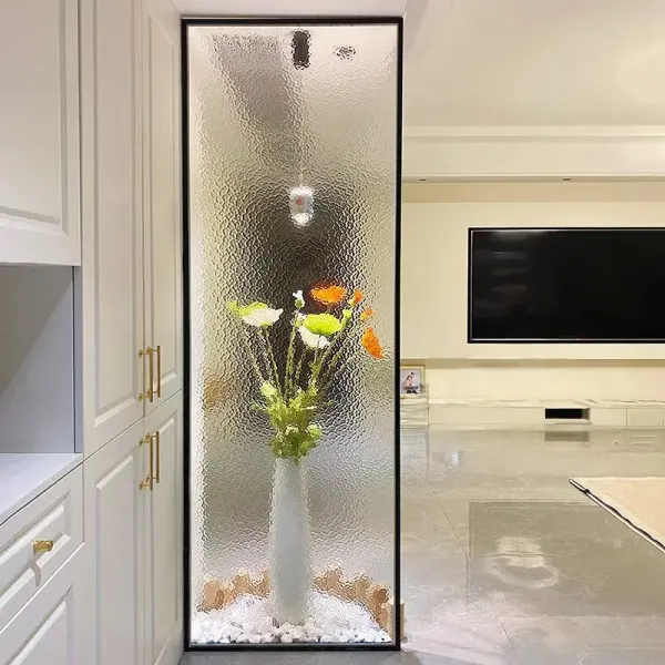 Energy Efficient Low E Coated Corrugated Decorative Glass Panel For Mall Facade Applications
