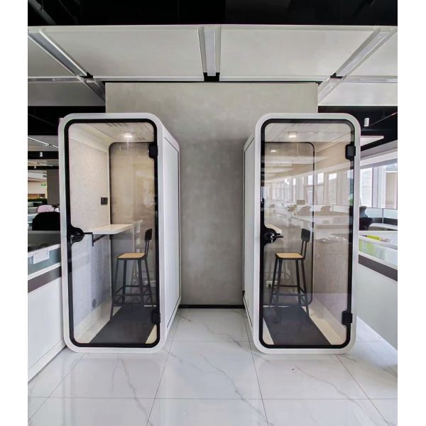 White Indoor Office Pod Mobile 1 Person Pod Extendable Customizable